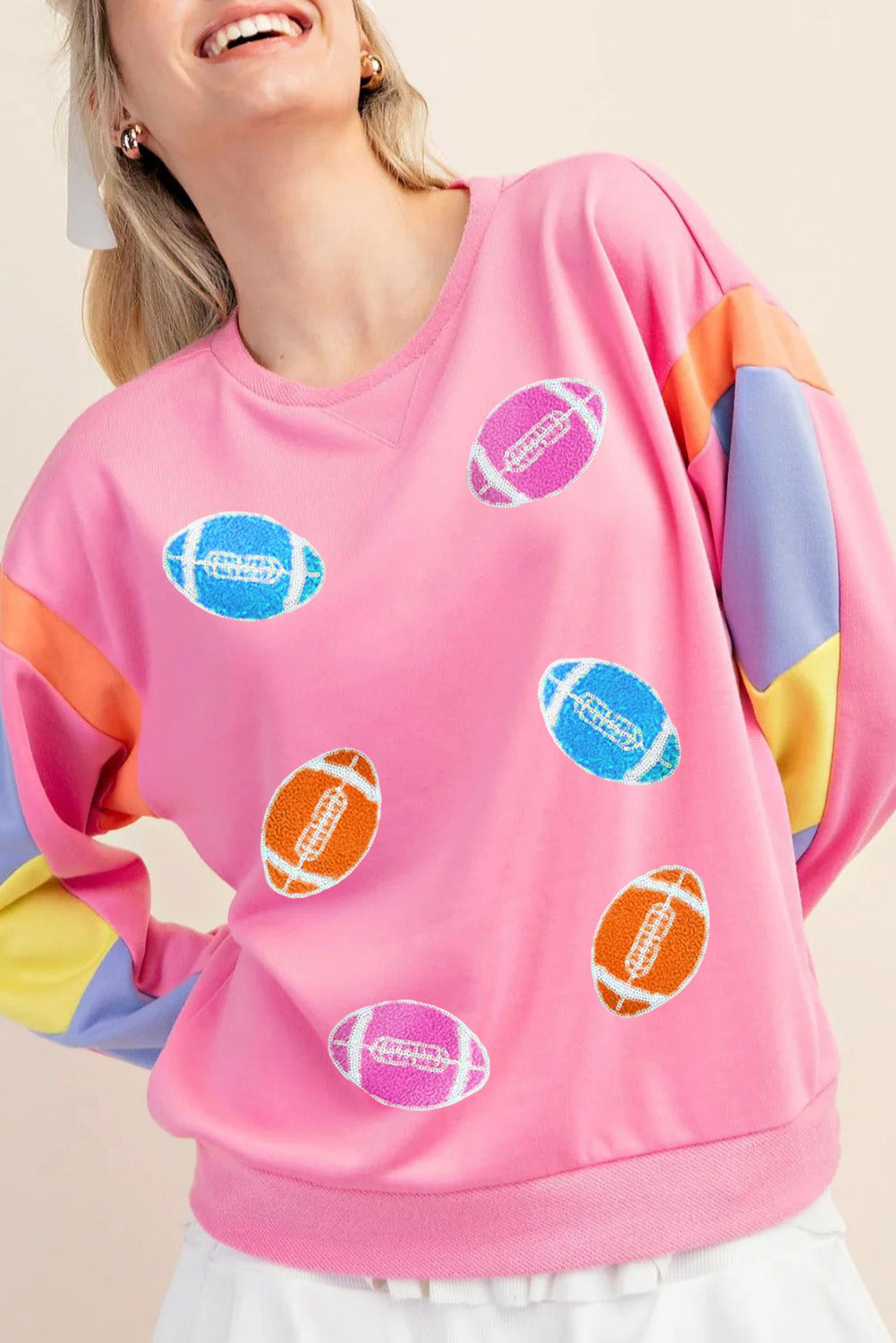 Color Block Game Day Rugby Graphic Sweatshirt