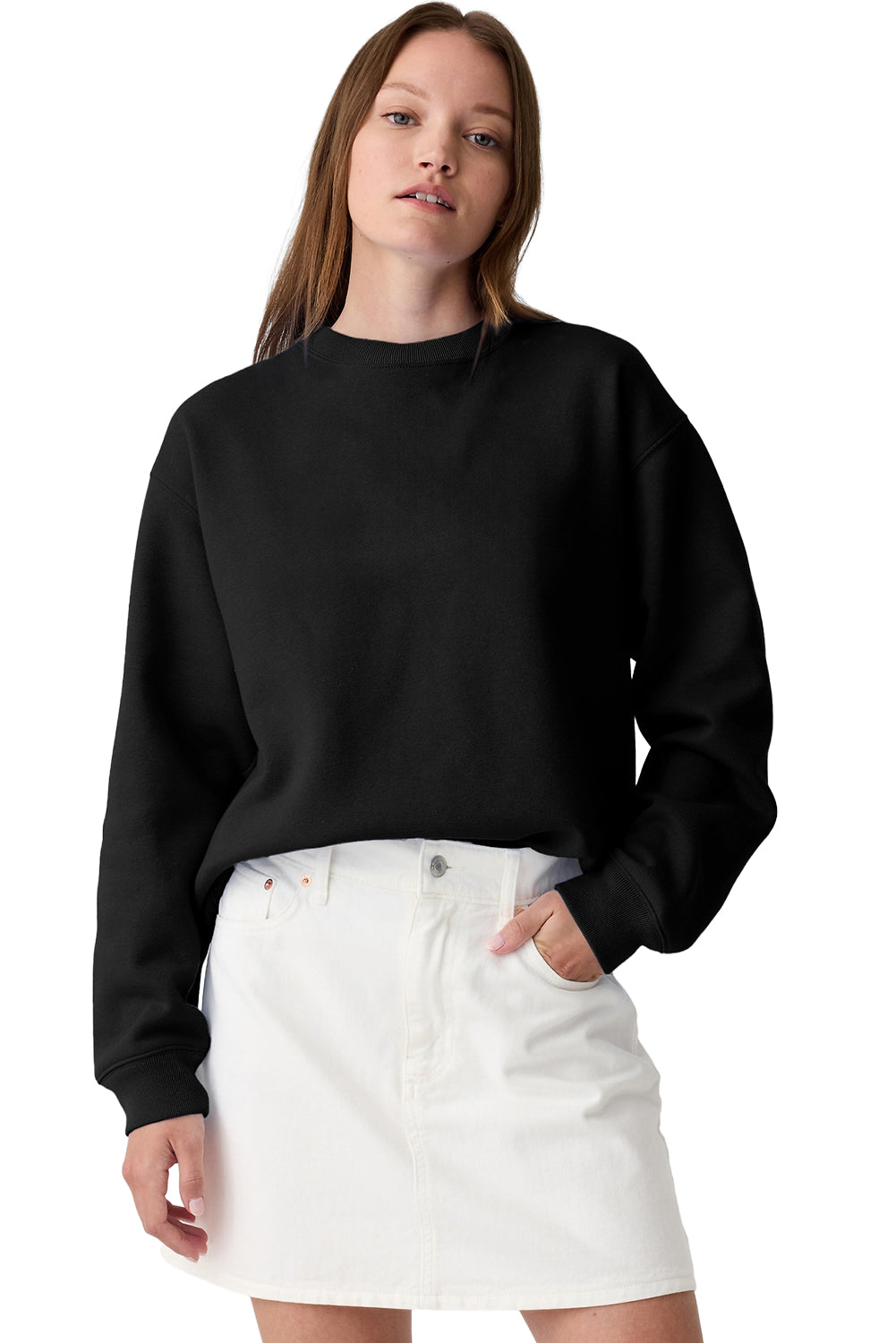 Solid Color Drop Shoulder Terry Sweatshirt