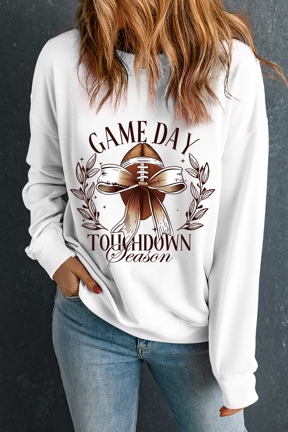 GAME DAY Bowknot Rugby Graphic Sweatshirt