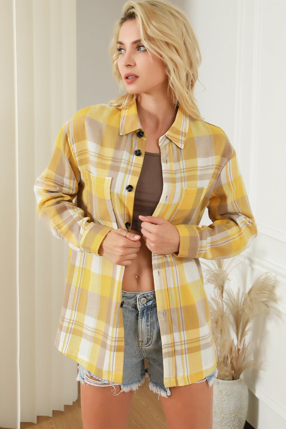 Plaid Button Up Patch Pocket Shirt