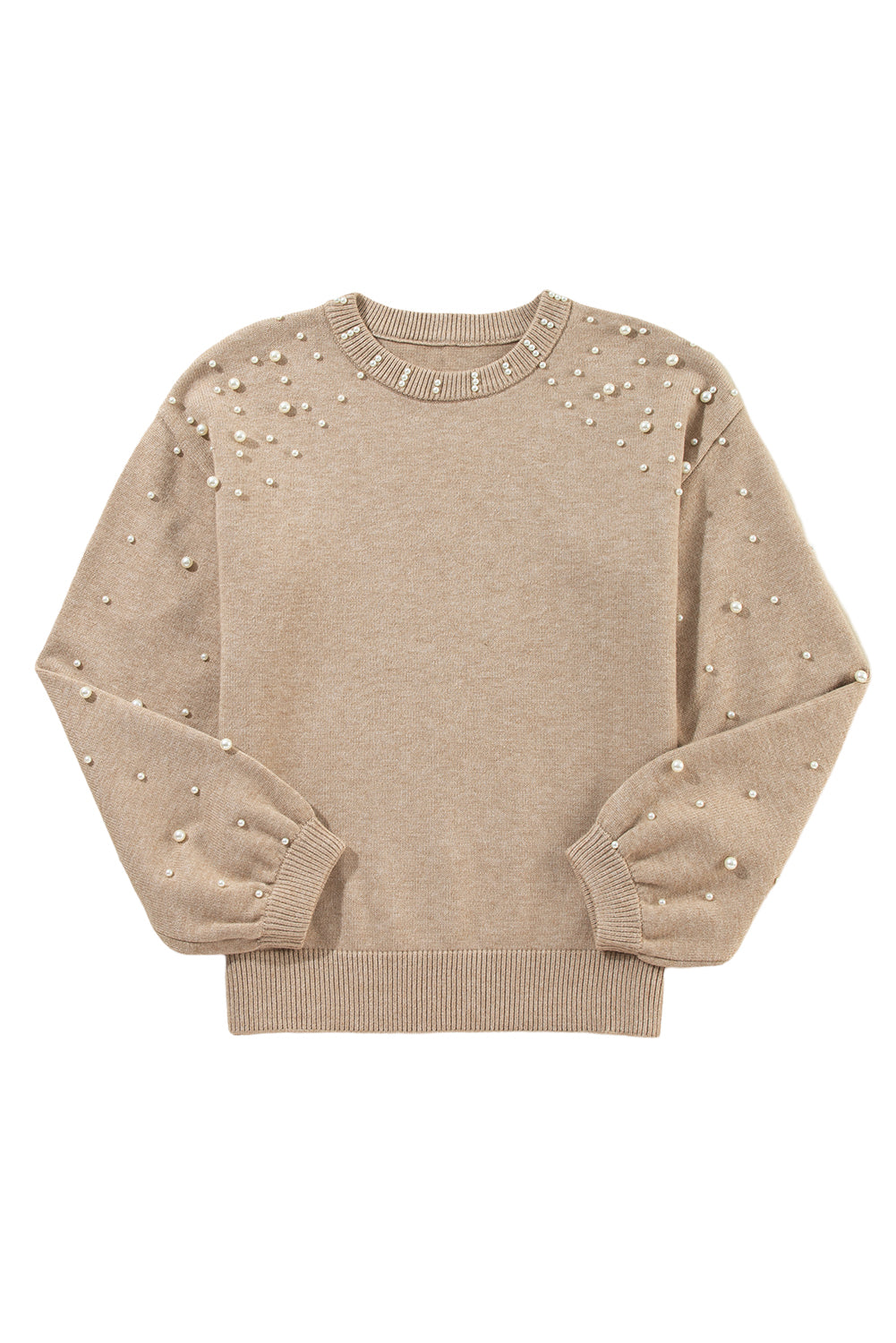 Pearl Drop Shoulder Round Neck Sweater