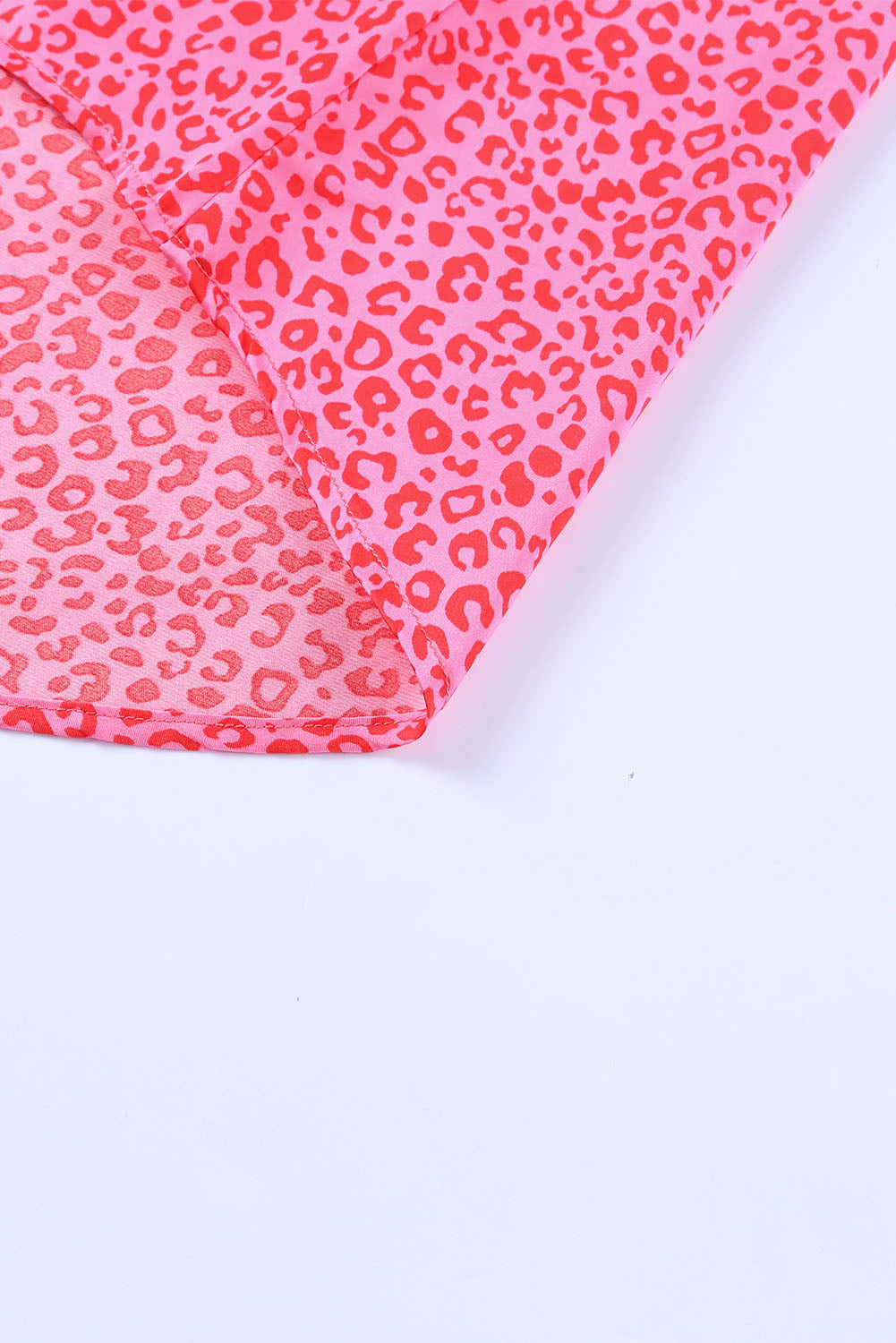 Rose Leopard Print Oversized Half Sleeve V Neck Top
