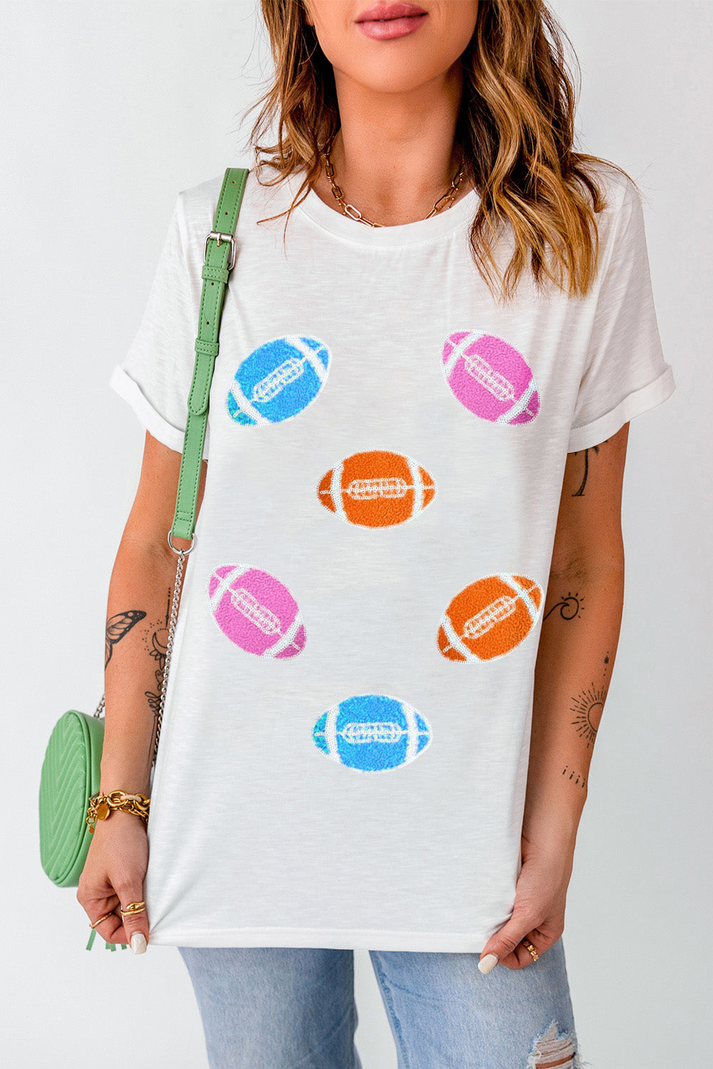 White Game Day Baseball Graphic Crew Neck Tee