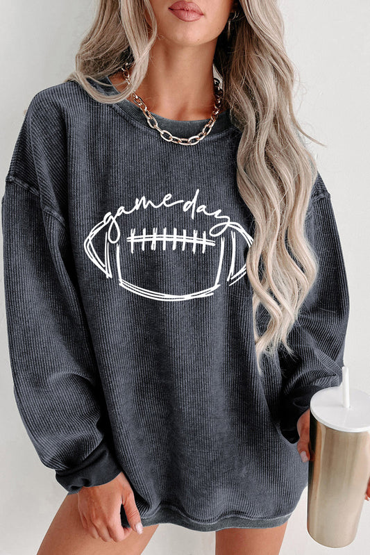 Corded Texture Game Day Graphic Sweatshirt