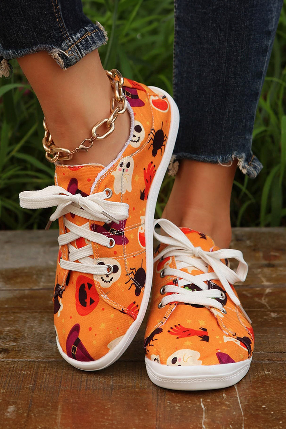 Halloween Pumpkin Spider Ghost Print Sneakers