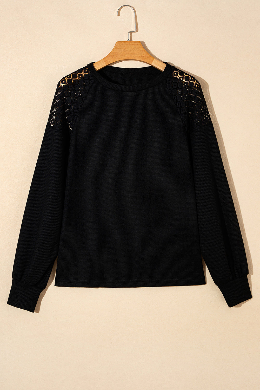 Lace Long Sleeve Textured Pullover