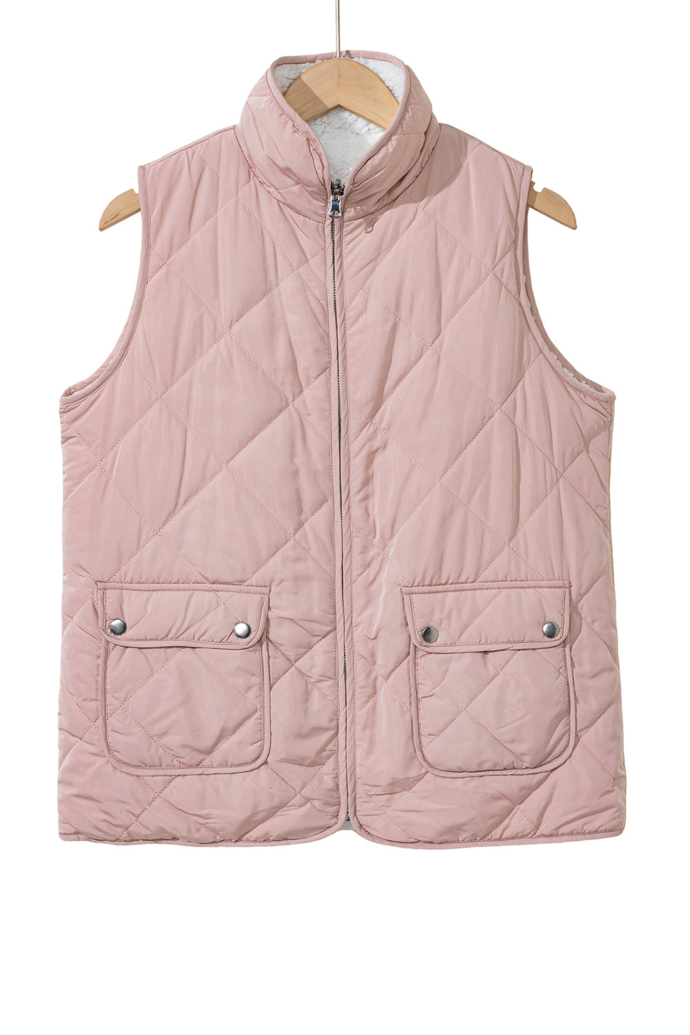 Zip Up Fleece Lined Quilted Vest Coat