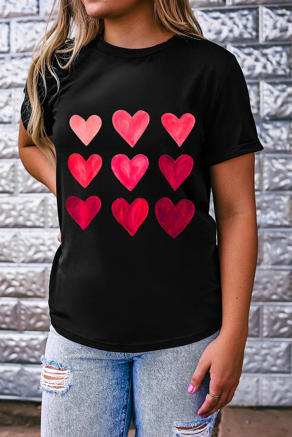Black Valentine's Day Heart Graphic Tee