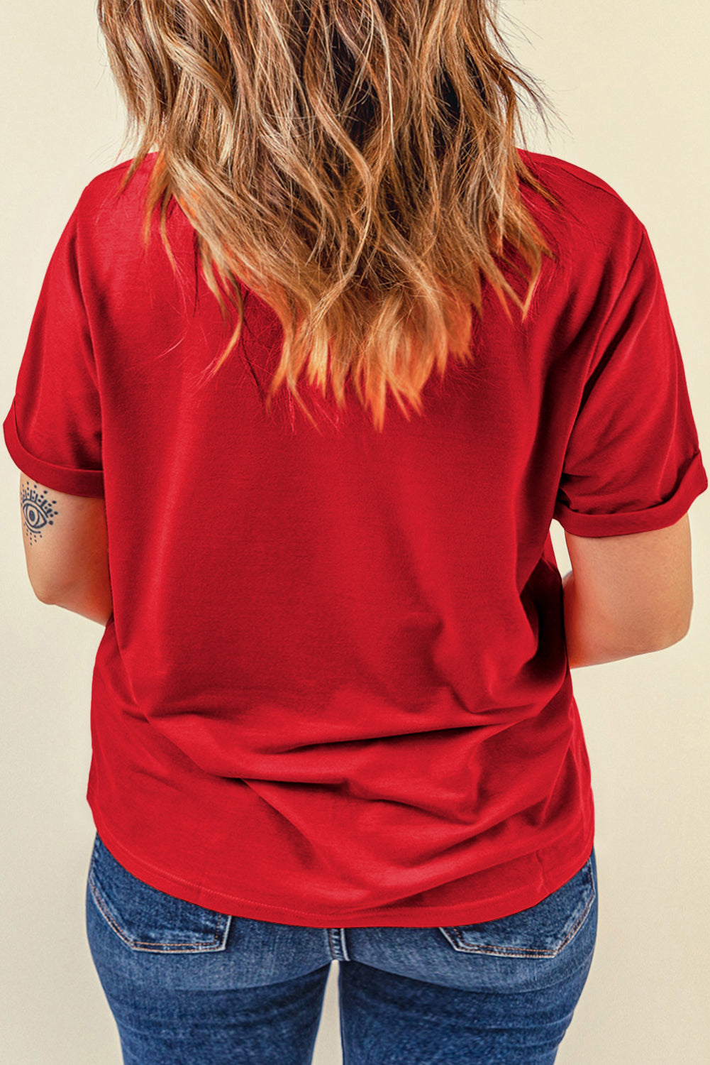 Casual Plain Crew Neck Tee