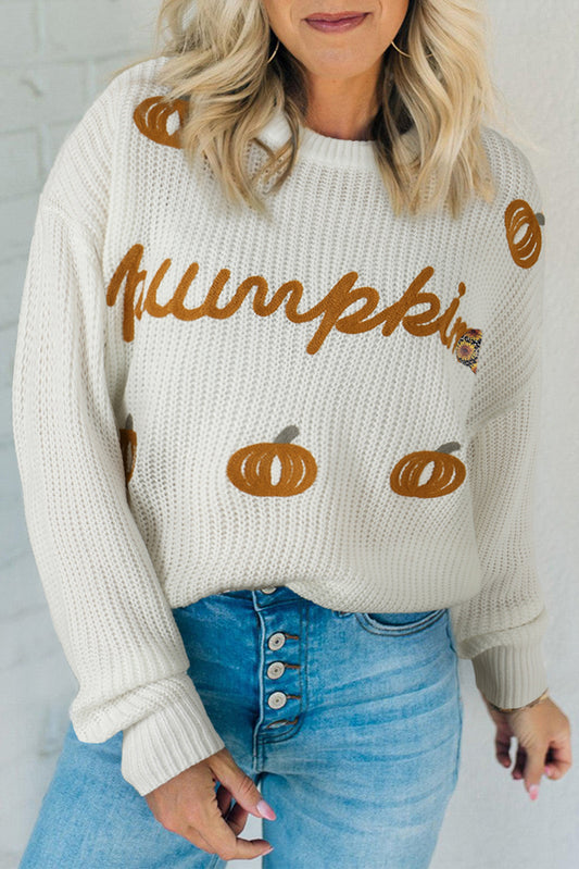 Crochet Pumpkin Drop Shoulder Sweater