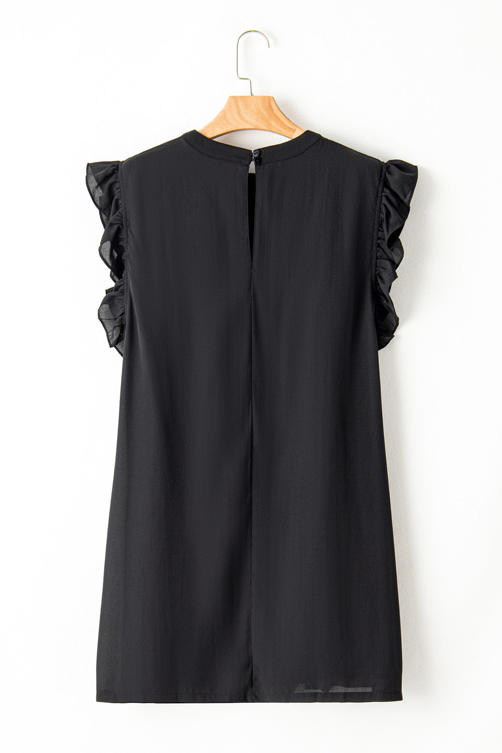 Plain Keyhole Back Ruffle Plus Mini Dress