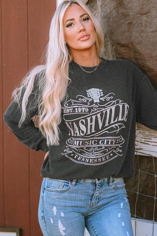 Apricot NASHVILLE MUSIC CITY Corded Graphic Sweatshirt