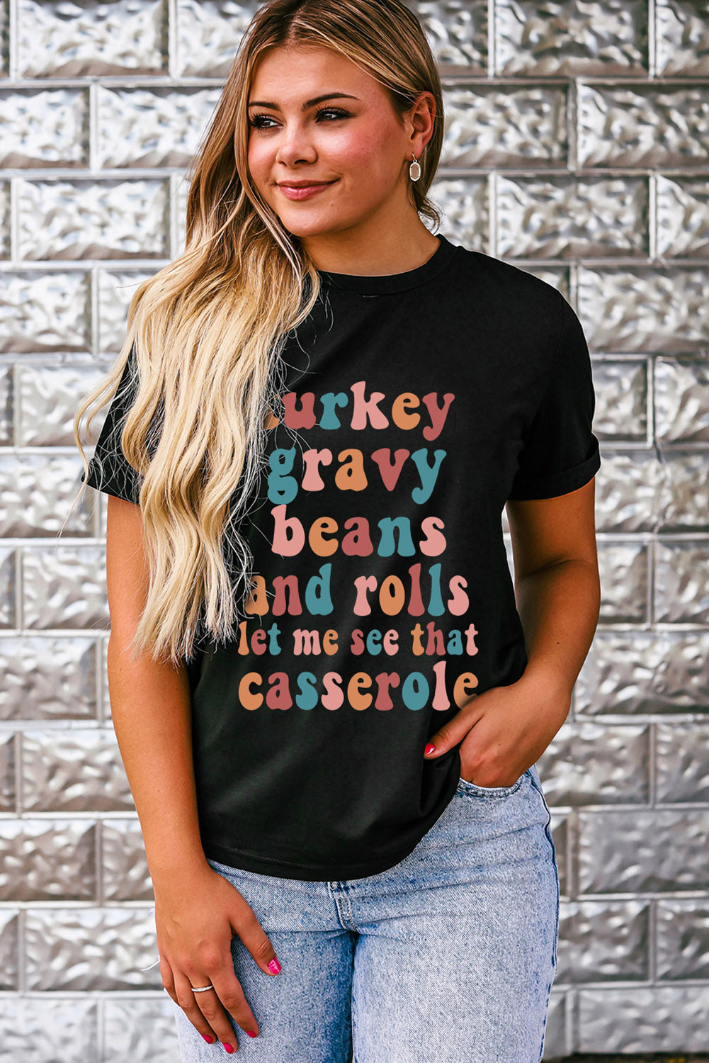 Black Food Lovers Slogan Graphic T Shirt