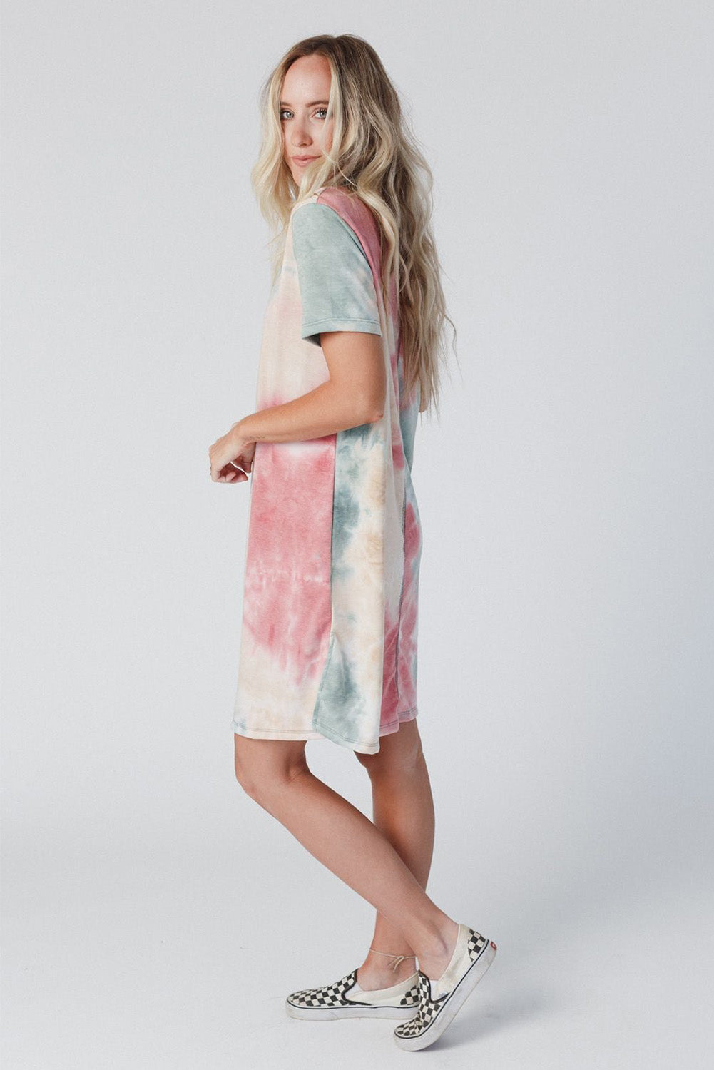 Tie Dye Oversized Slit Tee Dress