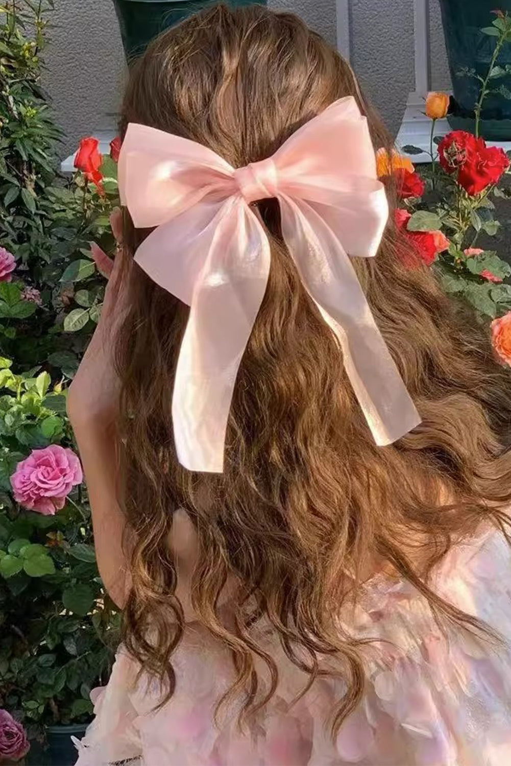 Apricot Pink Gauze Bowknot Hair Clip