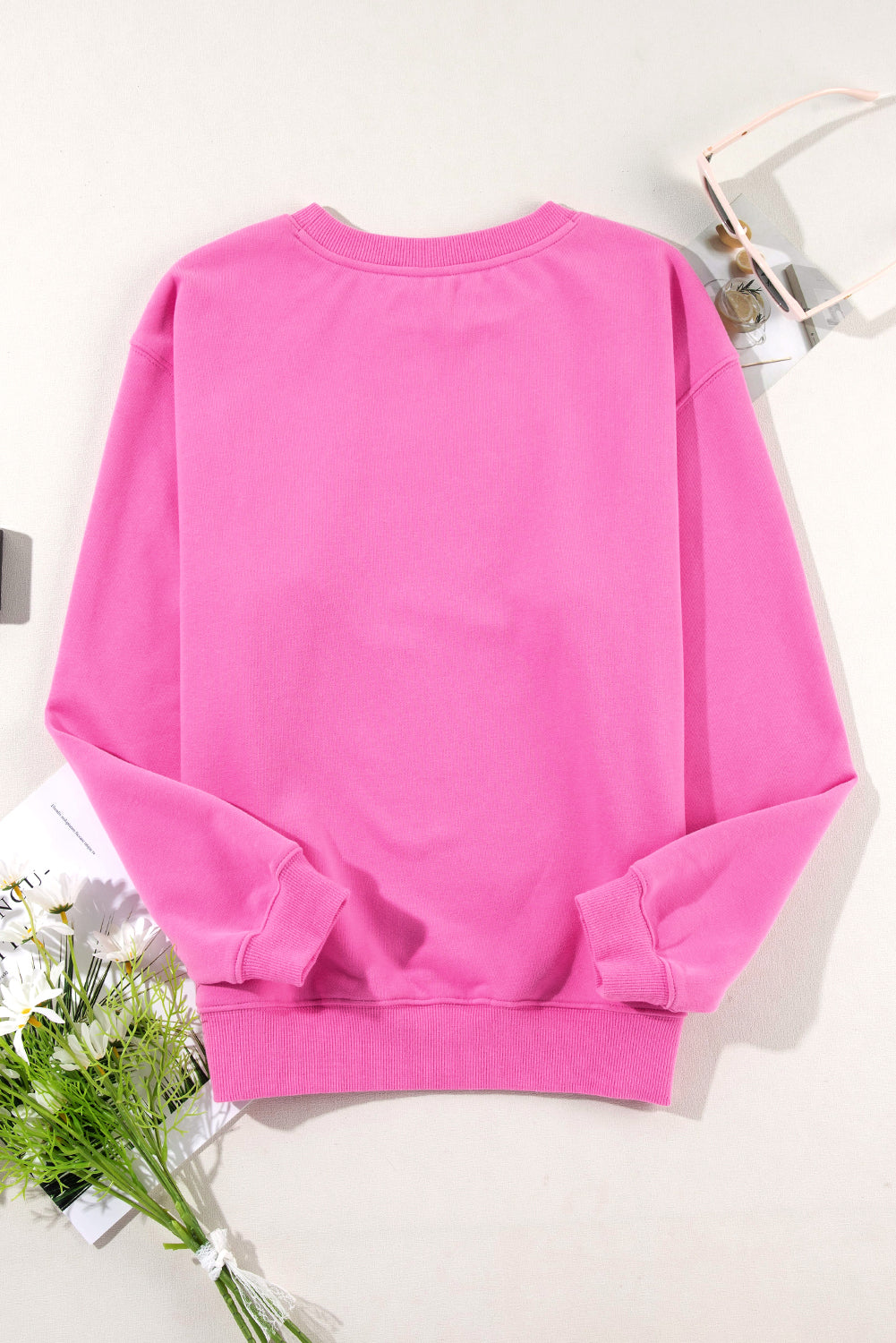 Solid Color Drop Shoulder Terry Sweatshirt