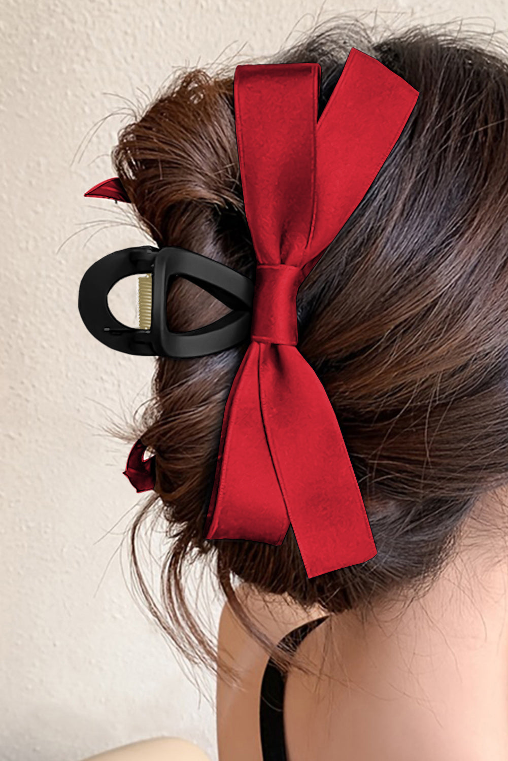 Solid Color Ribbon Bow Decor Hair Clip