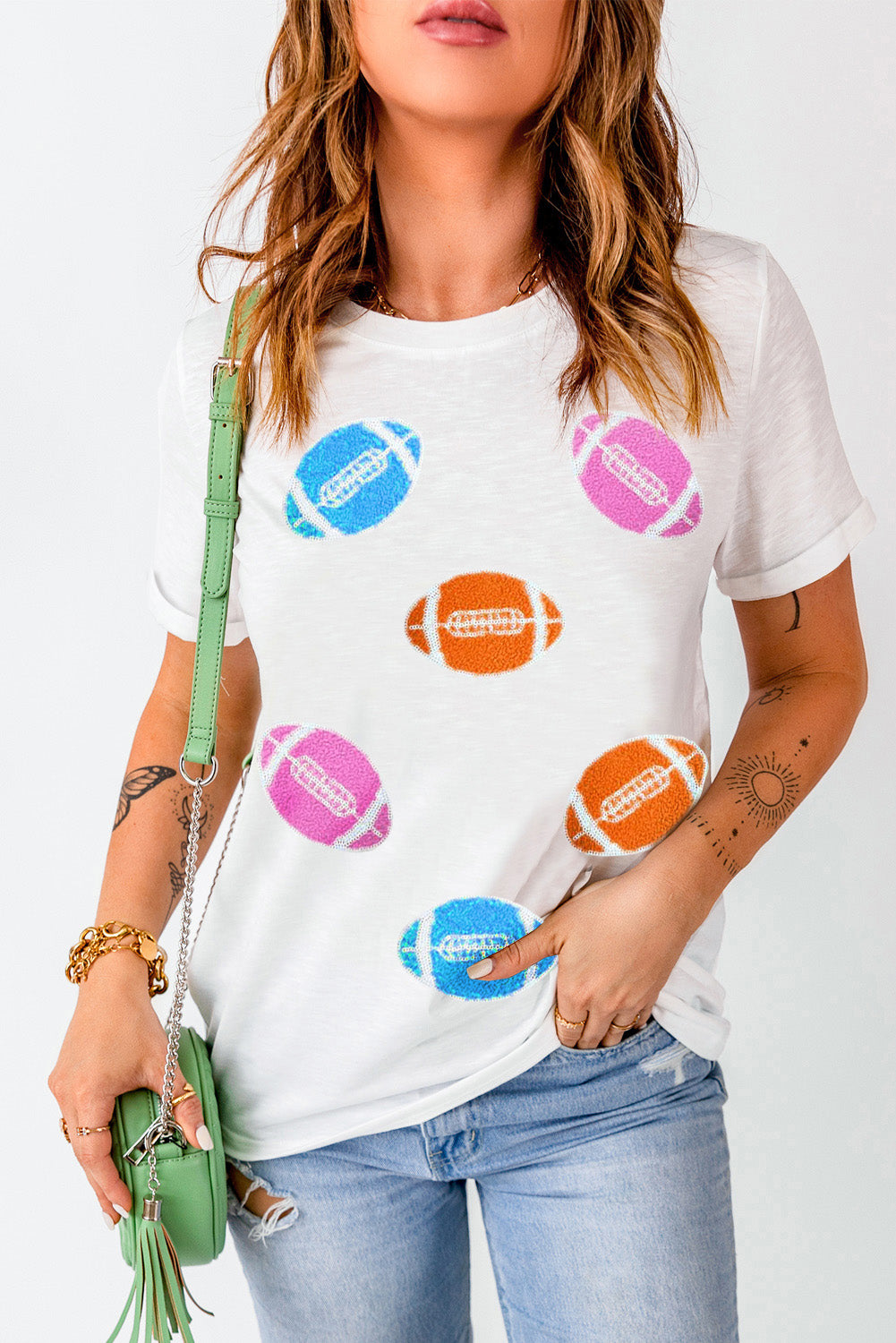 White Game Day Baseball Graphic Crew Neck Tee