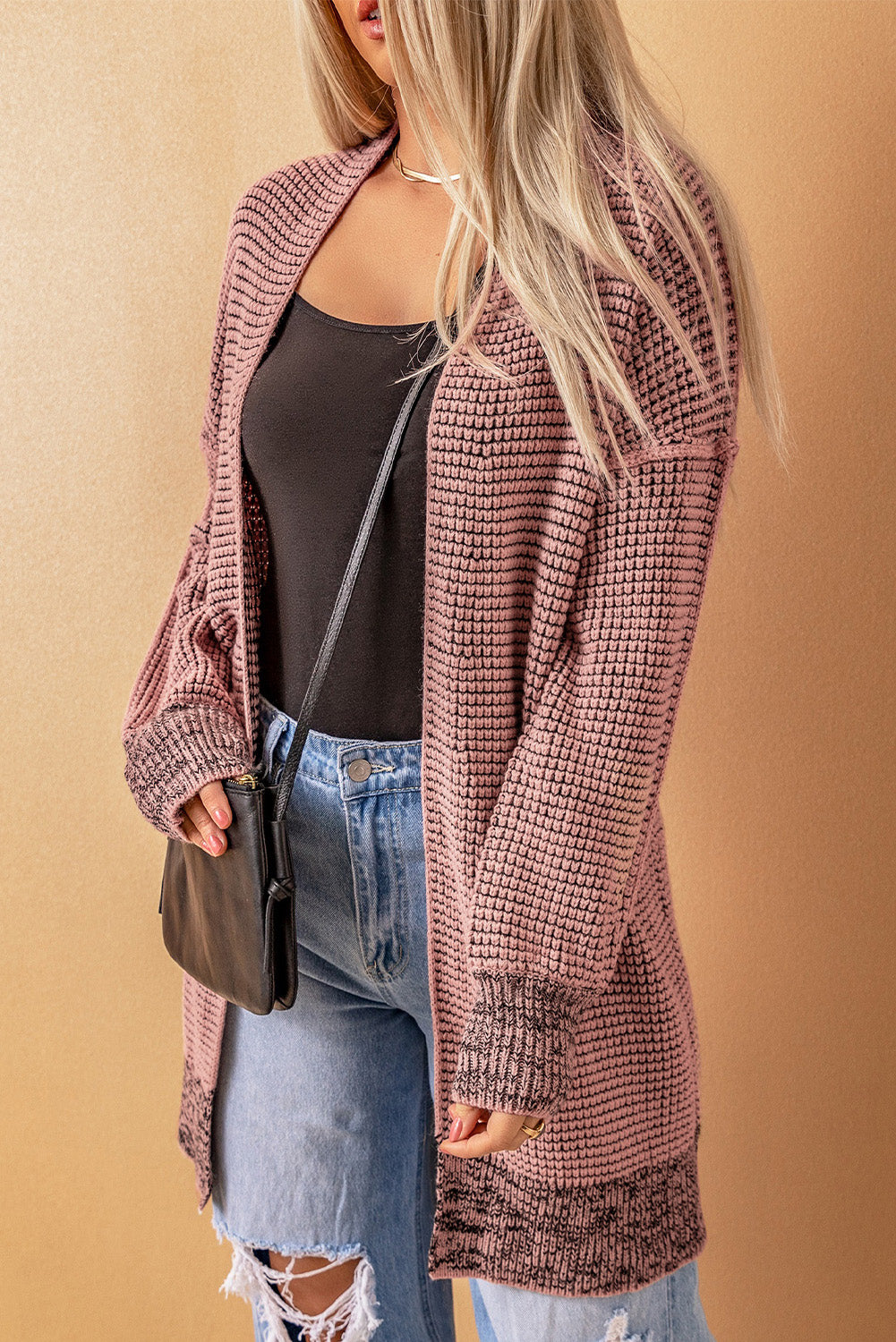 Plaid Casual Contrast Trim Knit Cardigan