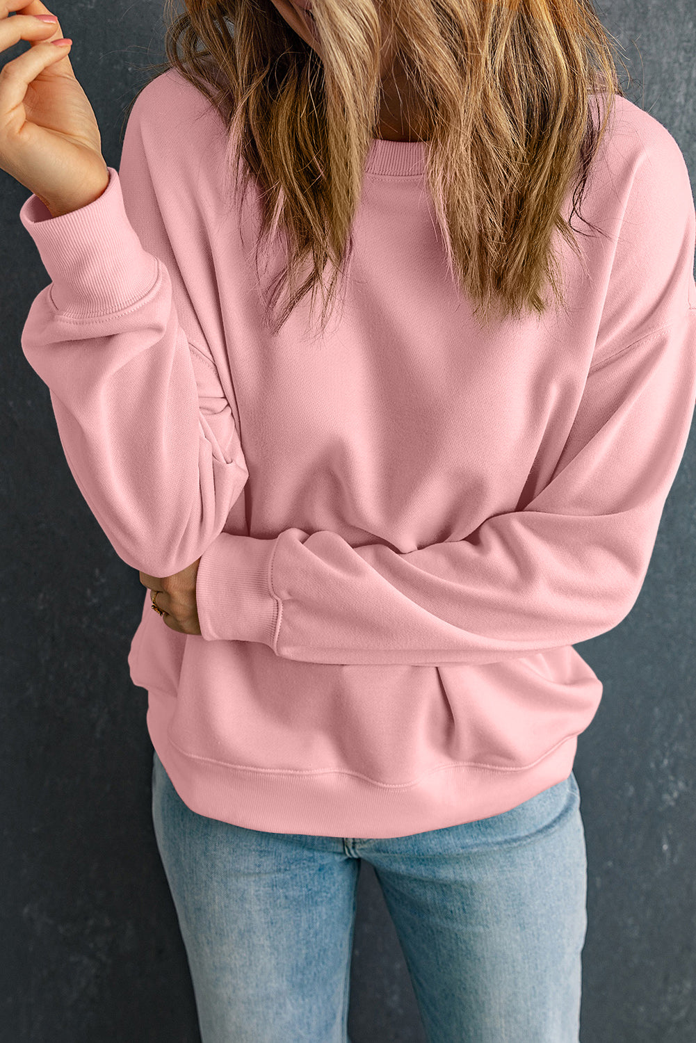 Solid Classic Crewneck Pullover Sweatshirt