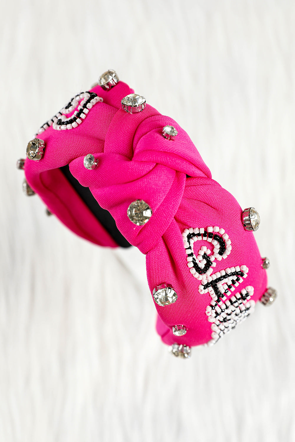 Rose Red Rhinestone GAMEDAY Pattern Headband