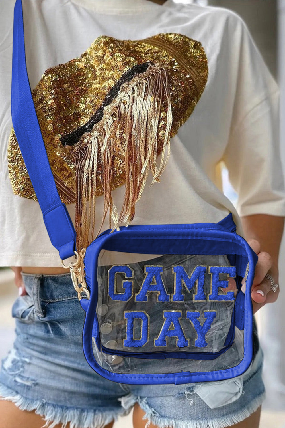 Chenille GAME DAY Pattern Clear Bag