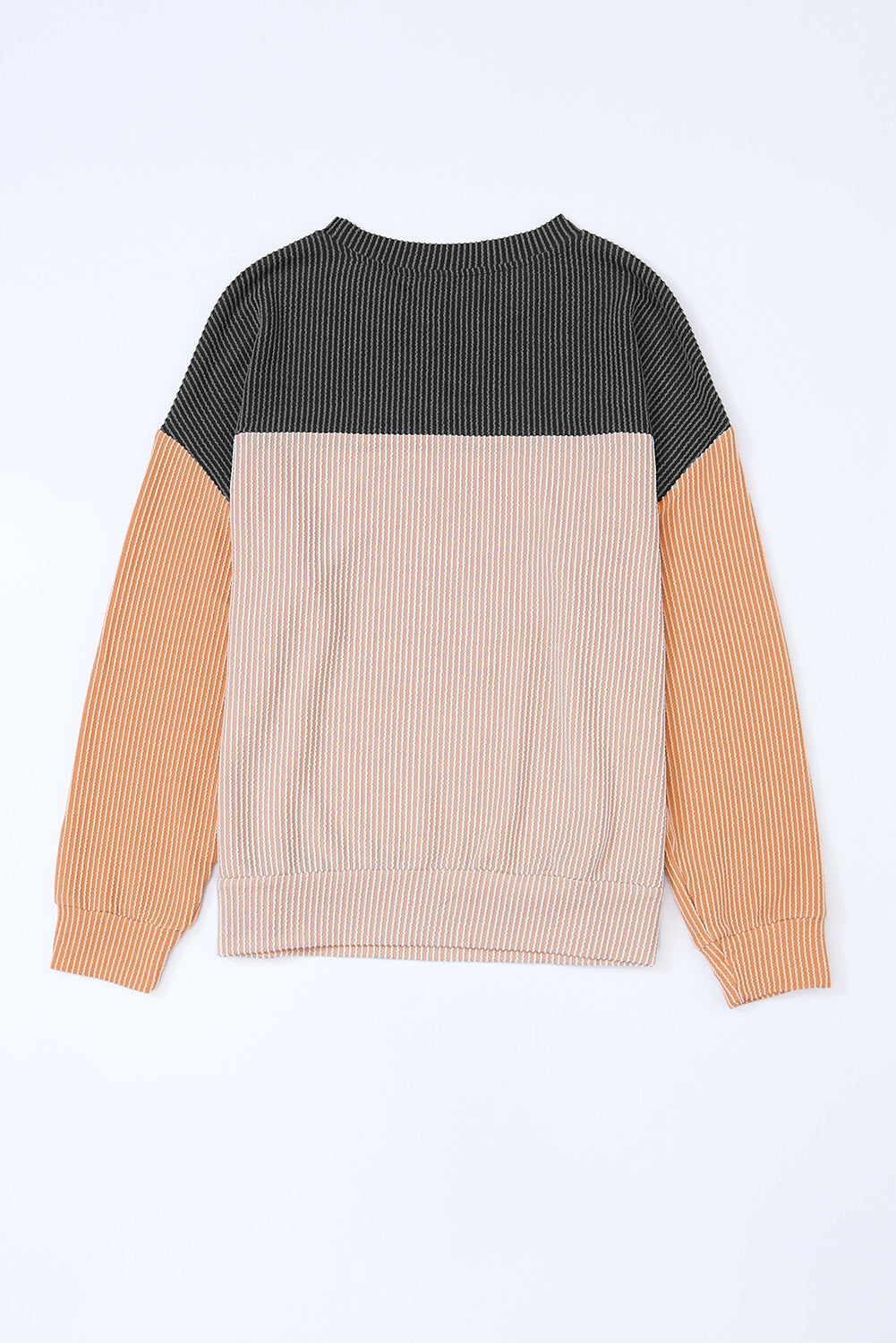 Ribbed Color Block Long Sleeve Top