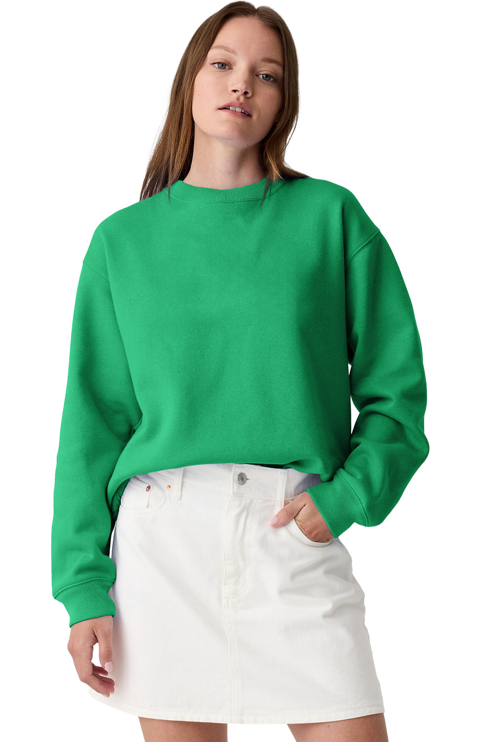 Solid Color Drop Shoulder Terry Sweatshirt