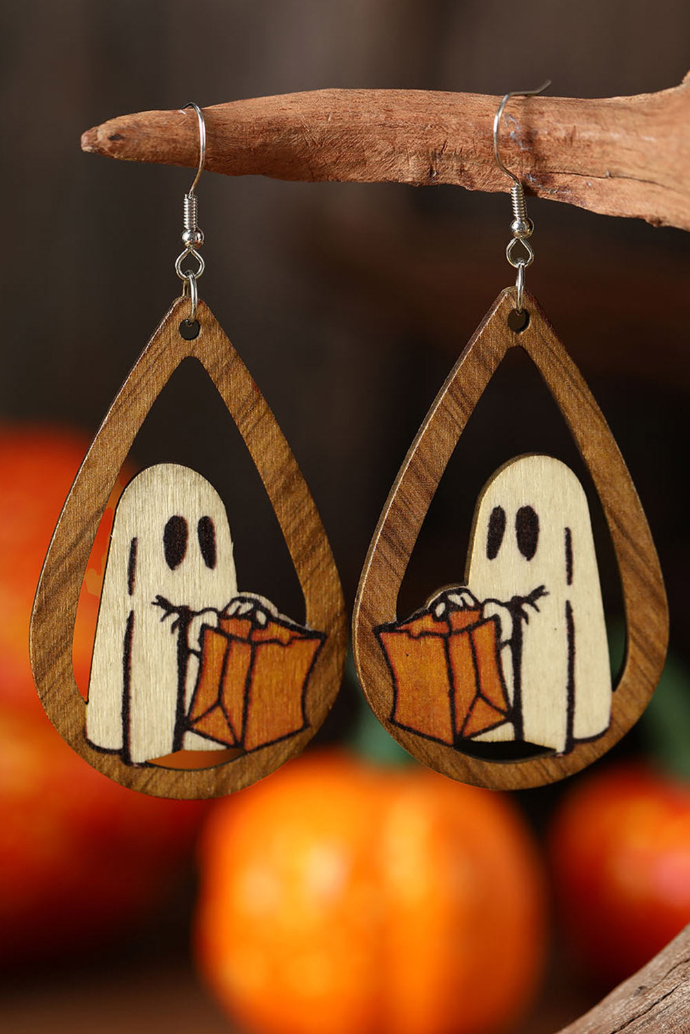 Multicolour Animal Print Pumpkin Shape Drop Earrings
