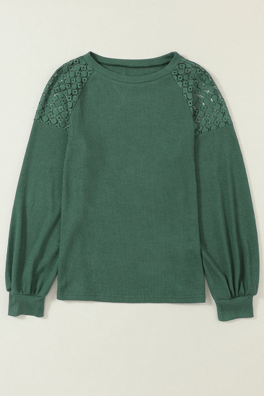 Lace Long Sleeve Textured Pullover