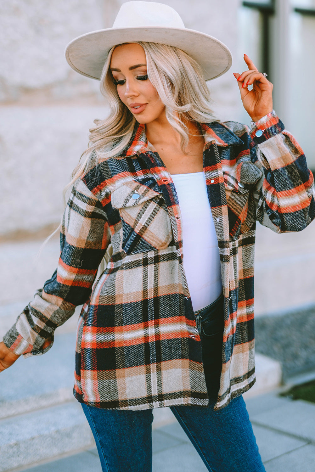 Plaid Button Up Long Sleeve Flannel Shacket