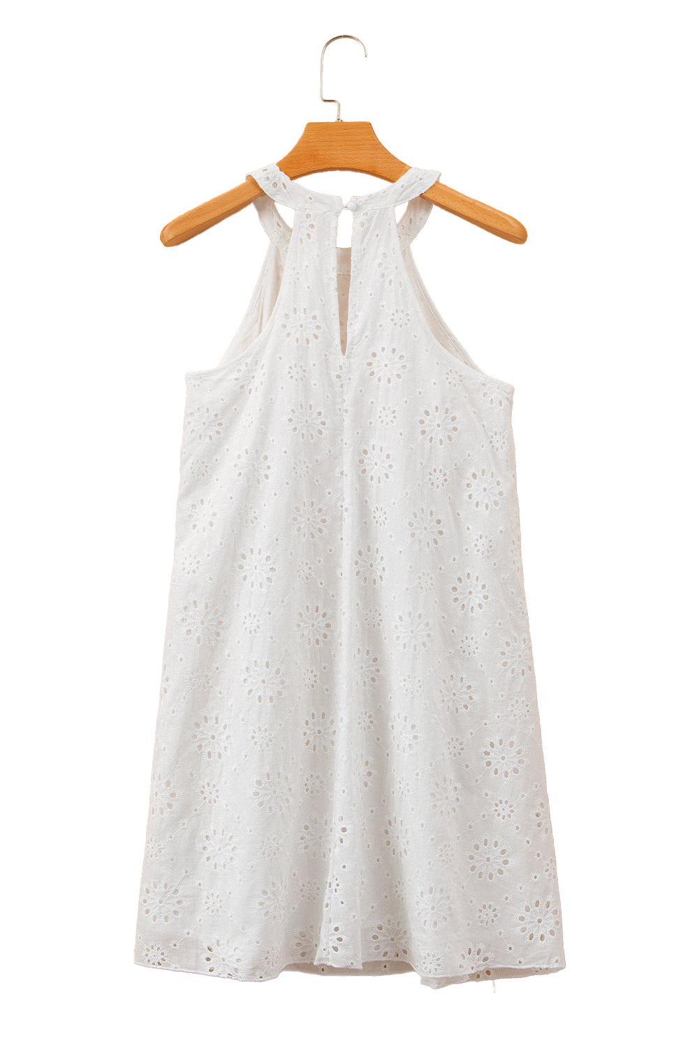 Boho Eyelet Pattern Halter Neck Sleeveless Dress