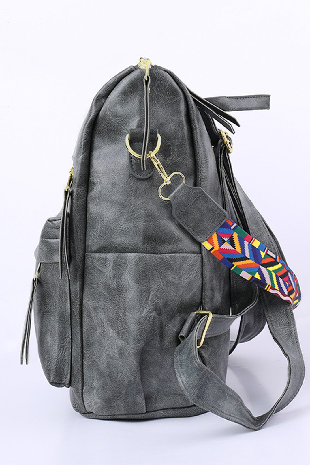 Zip Closure Aztec Pattern Strap Backpack Handbag