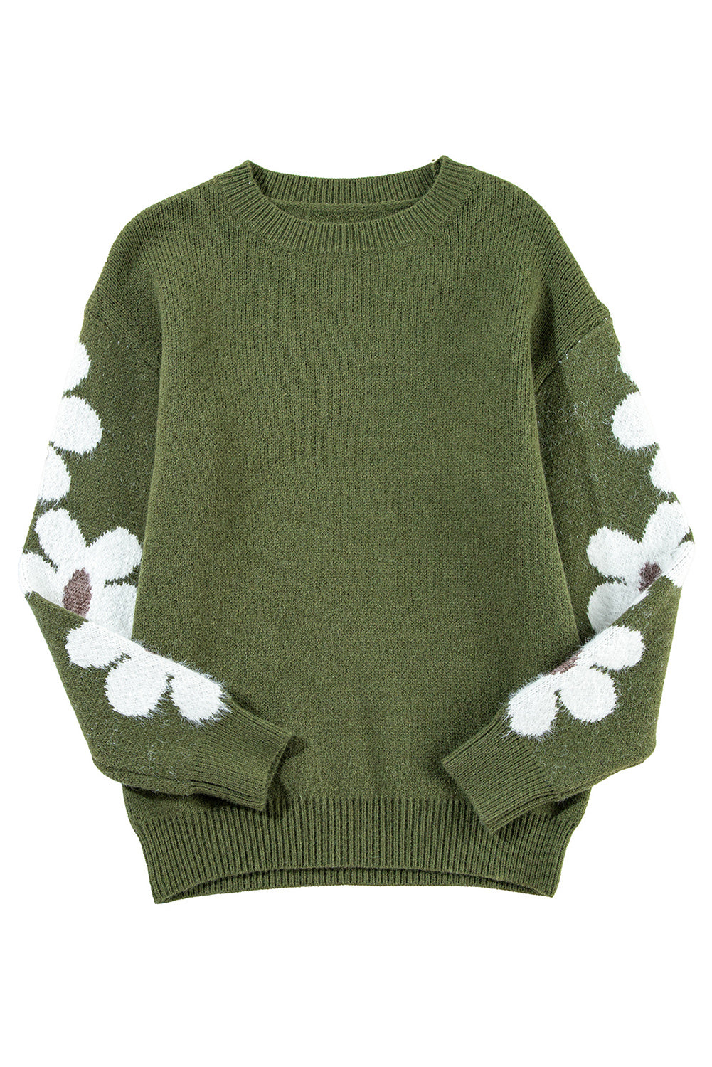 Flower Sleeve Drop Shoulder Sweater