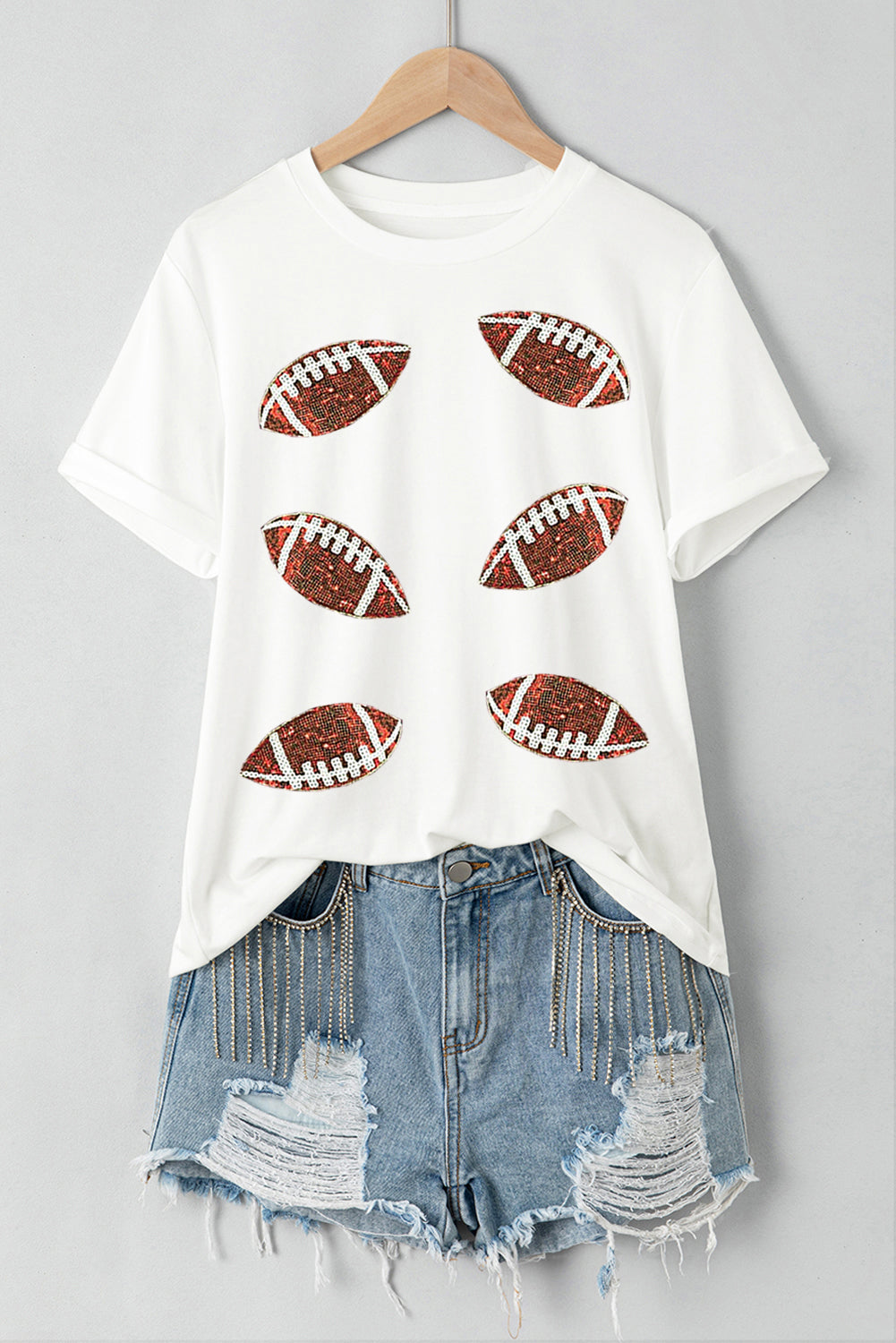 Sequined Rugby Graphic T Shirt