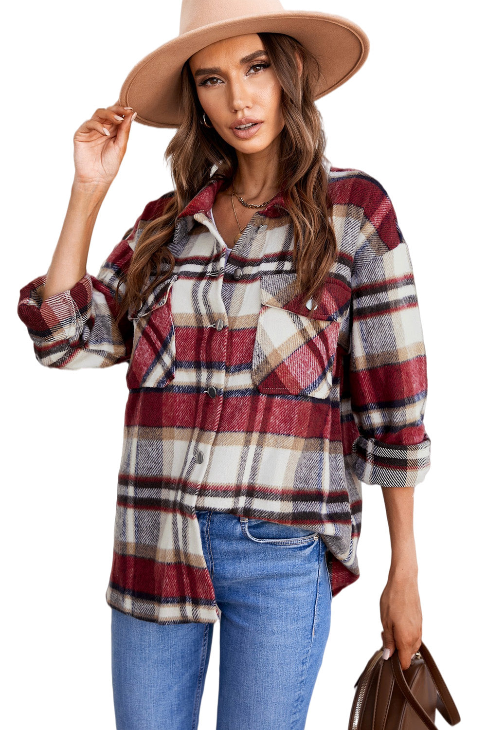 Plaid Button Up Long Sleeve Flannel Shacket