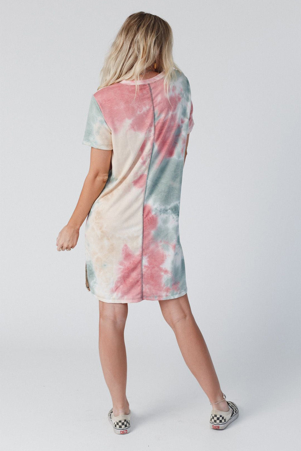 Tie Dye Oversized Slit Tee Dress