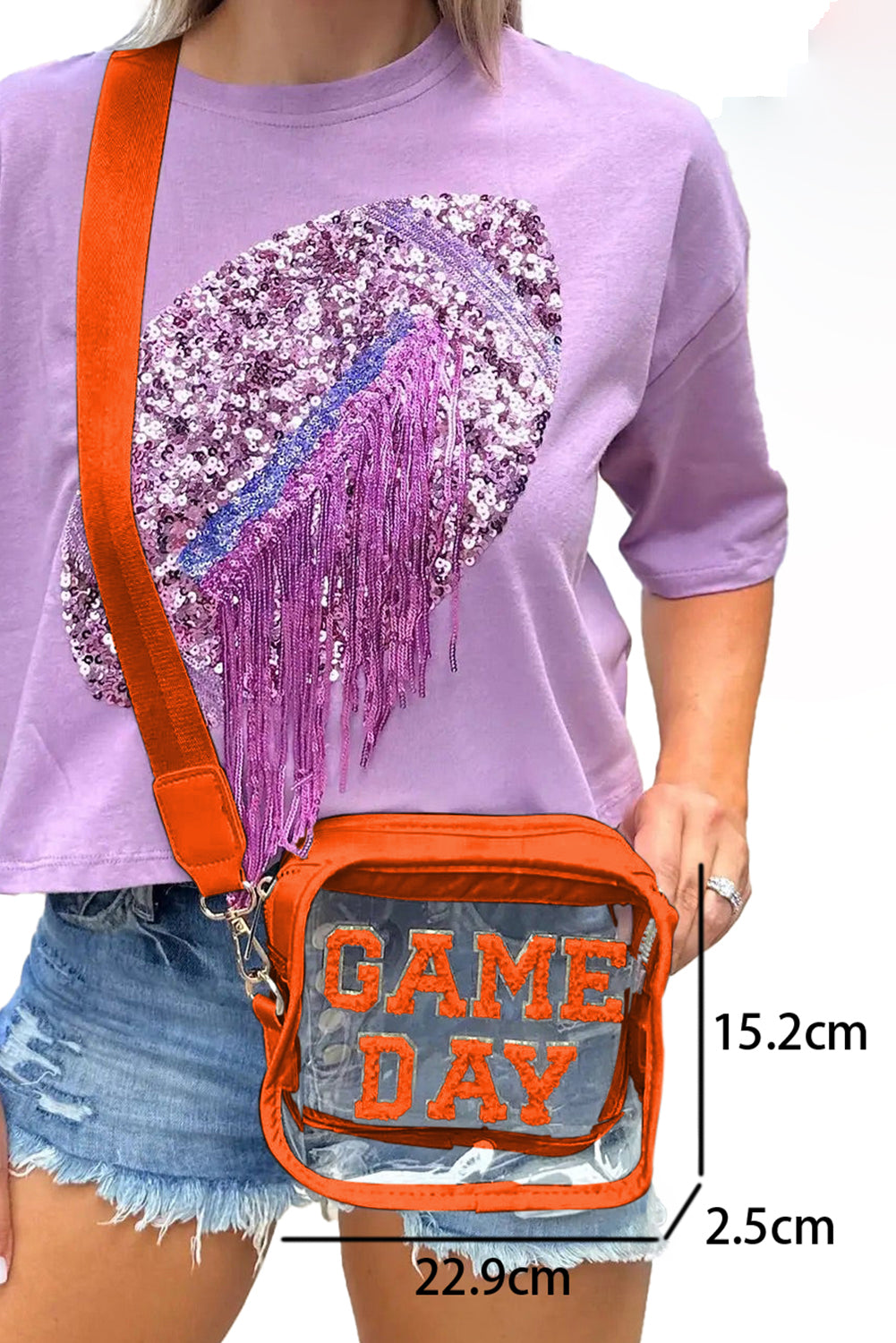 Chenille GAME DAY Pattern Clear Bag