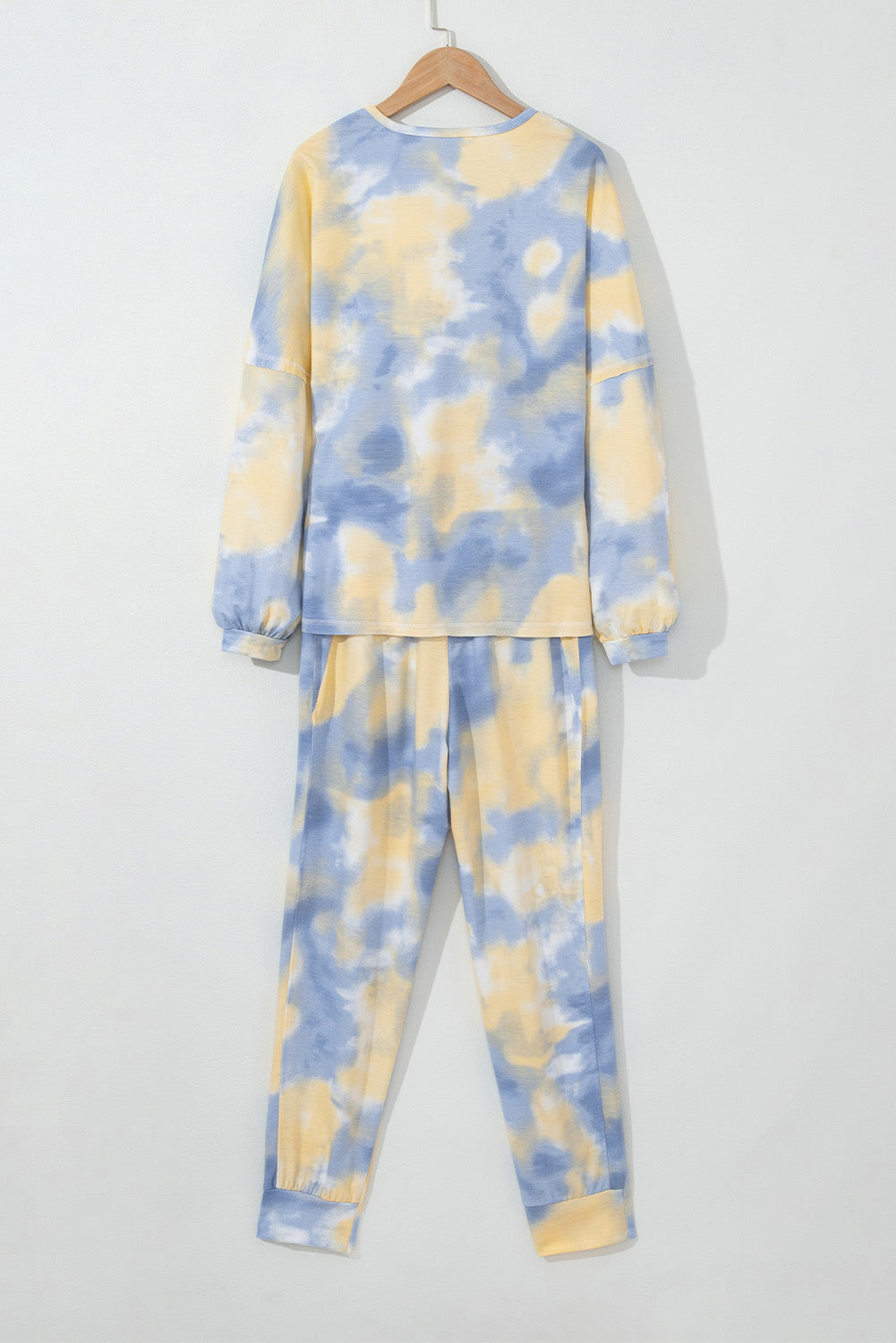 Multicolor Tie Dye Henley Top and Drawstring Pants Outfit