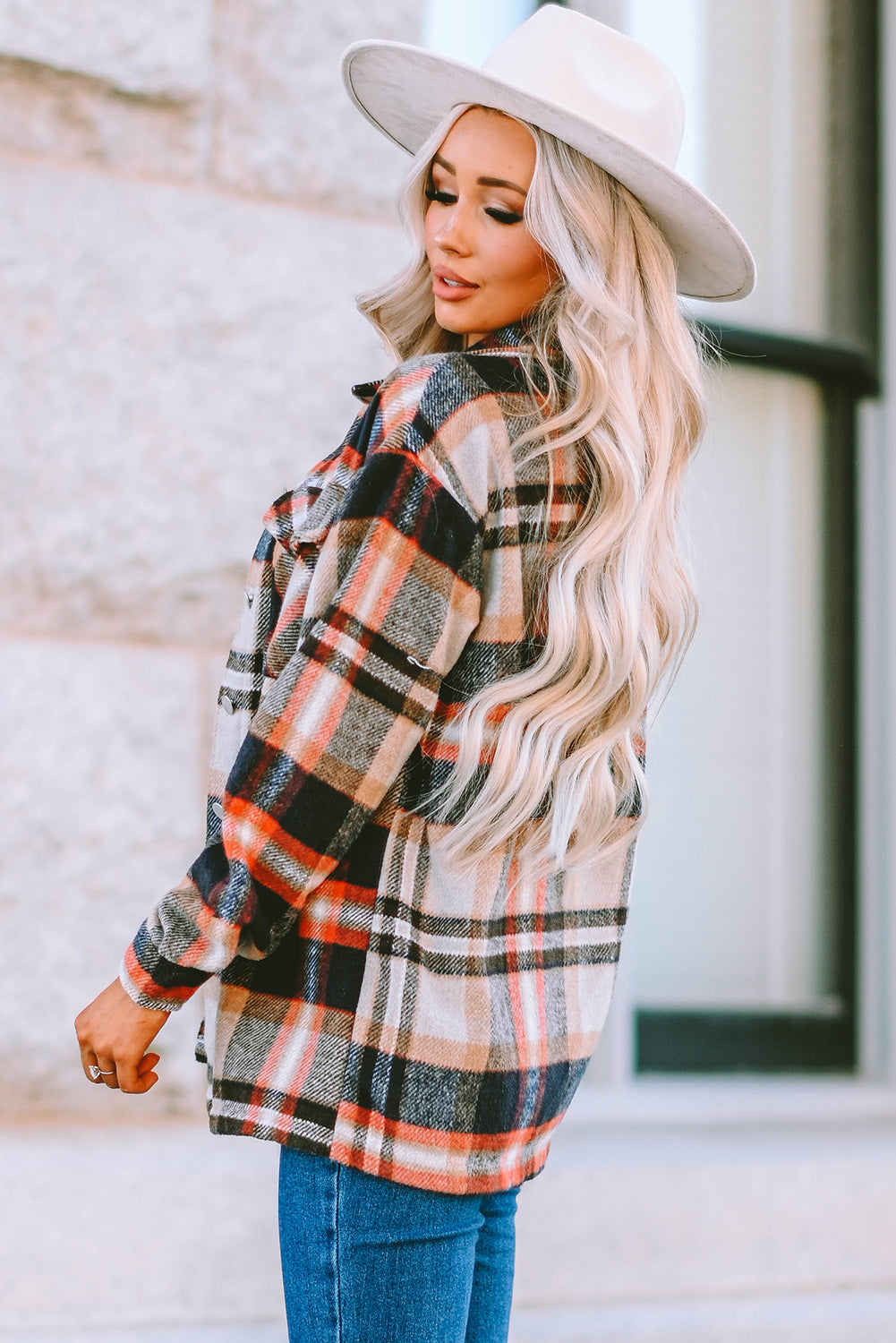 Plaid Button Up Long Sleeve Flannel Shacket