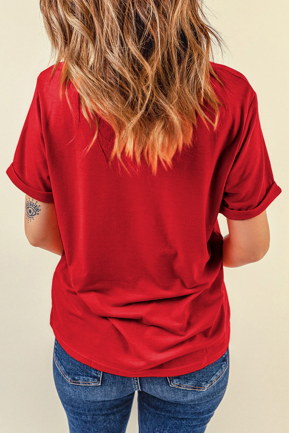 Casual Plain Crew Neck Tee