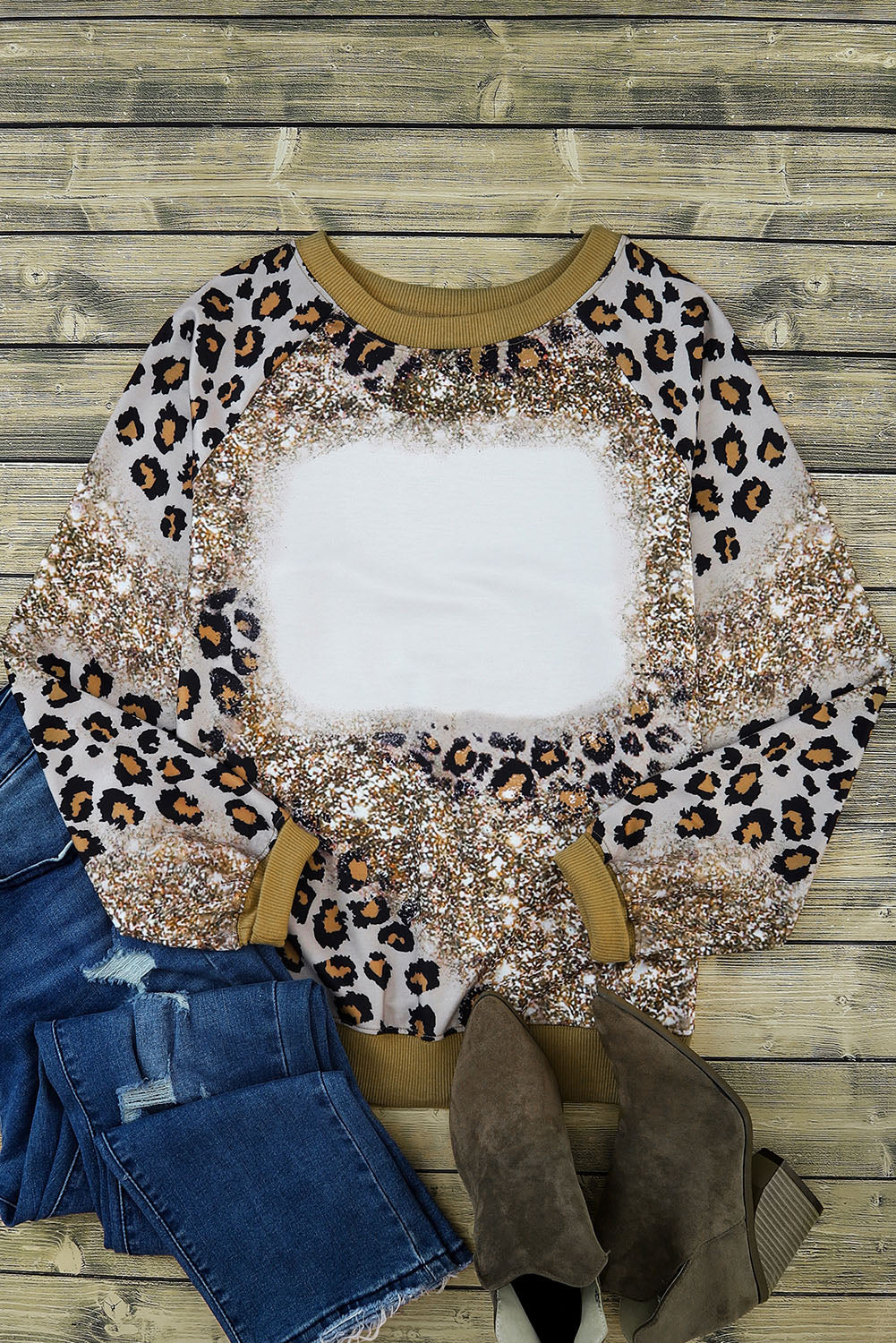 Leopard Tie Dyed Polished Pumpkin Graphic Long Sleeve Top