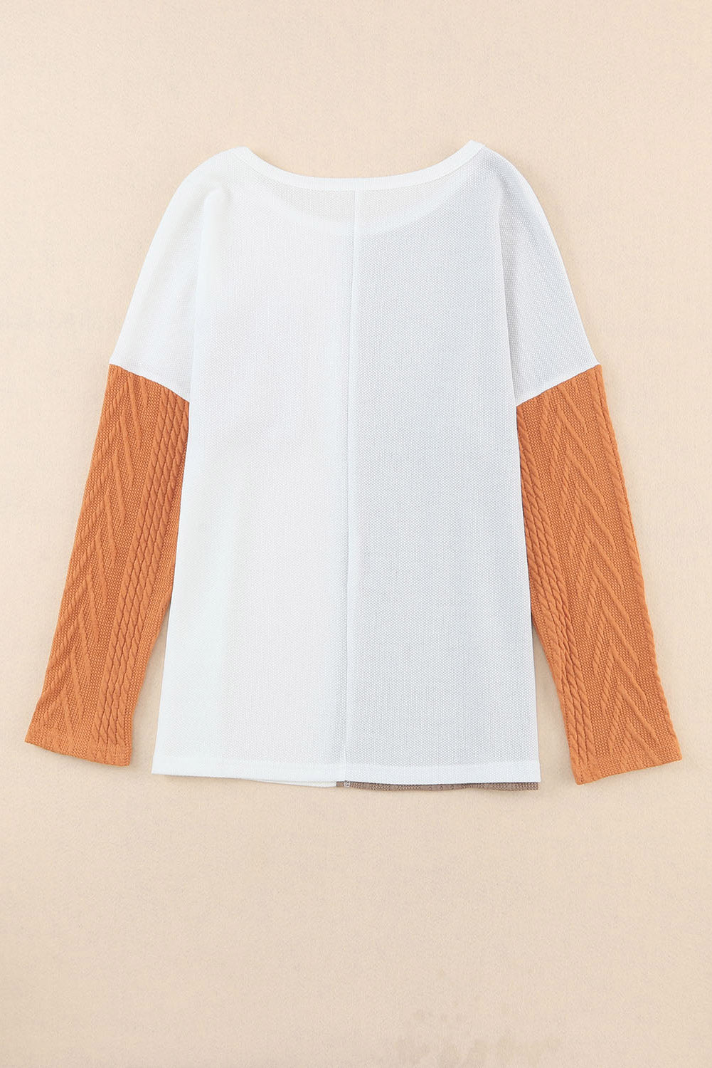 Long Sleeve Colorblock Chest Pocket Textured Knit Top