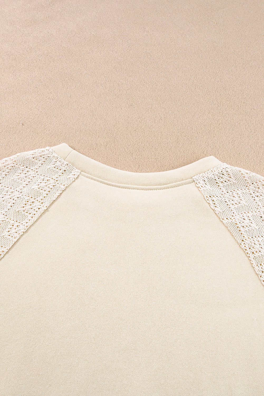 Eyelet Knit Patchwork Raglan Sleeve Sweatshirt