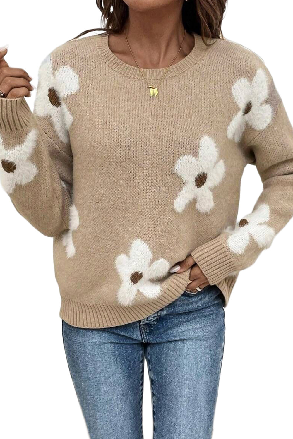 60s Daisy Flower Knit Sweater