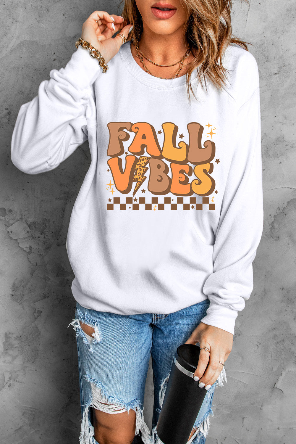 FALL VIBES Graphic Drop Shoulder Sweatshirt