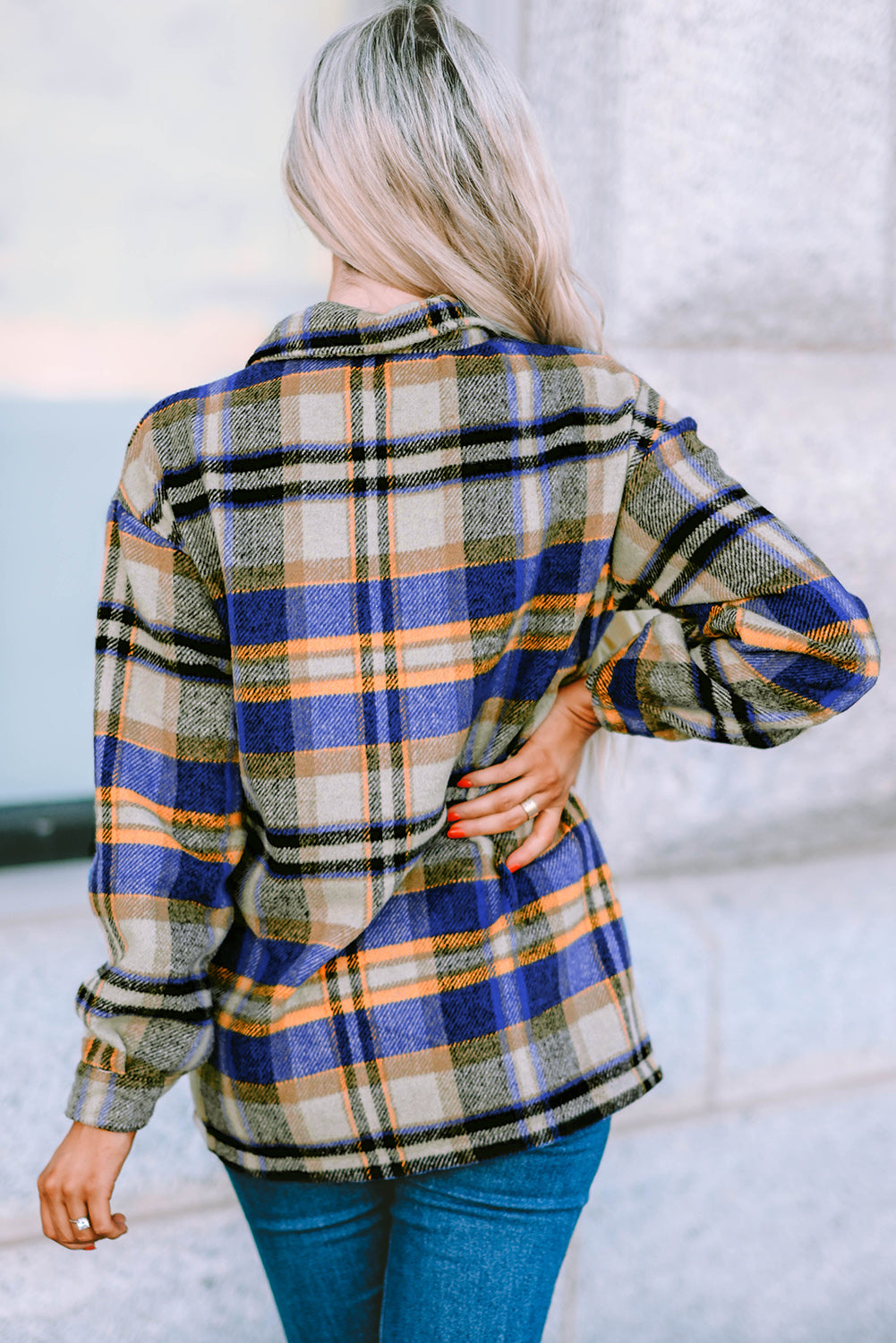 Plaid Button Up Long Sleeve Flannel Shacket