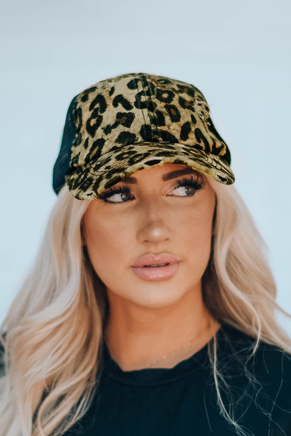 Leopard Printed Mesh Splicing Baseball Cap