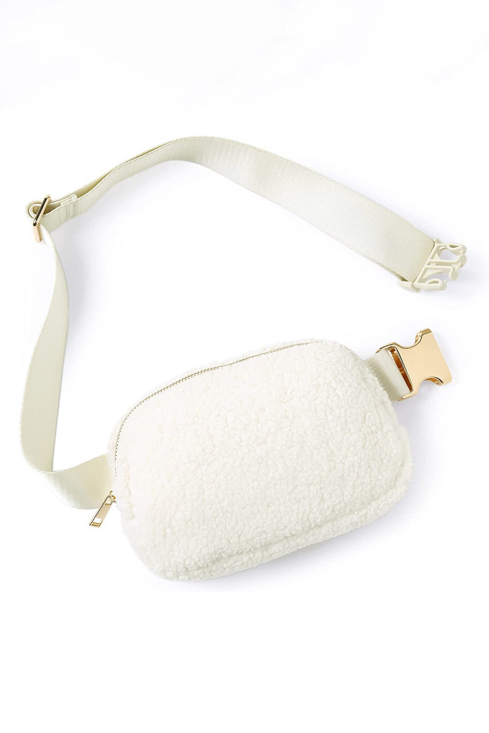White Sherpa Adjustable Strap Crossbody Bag