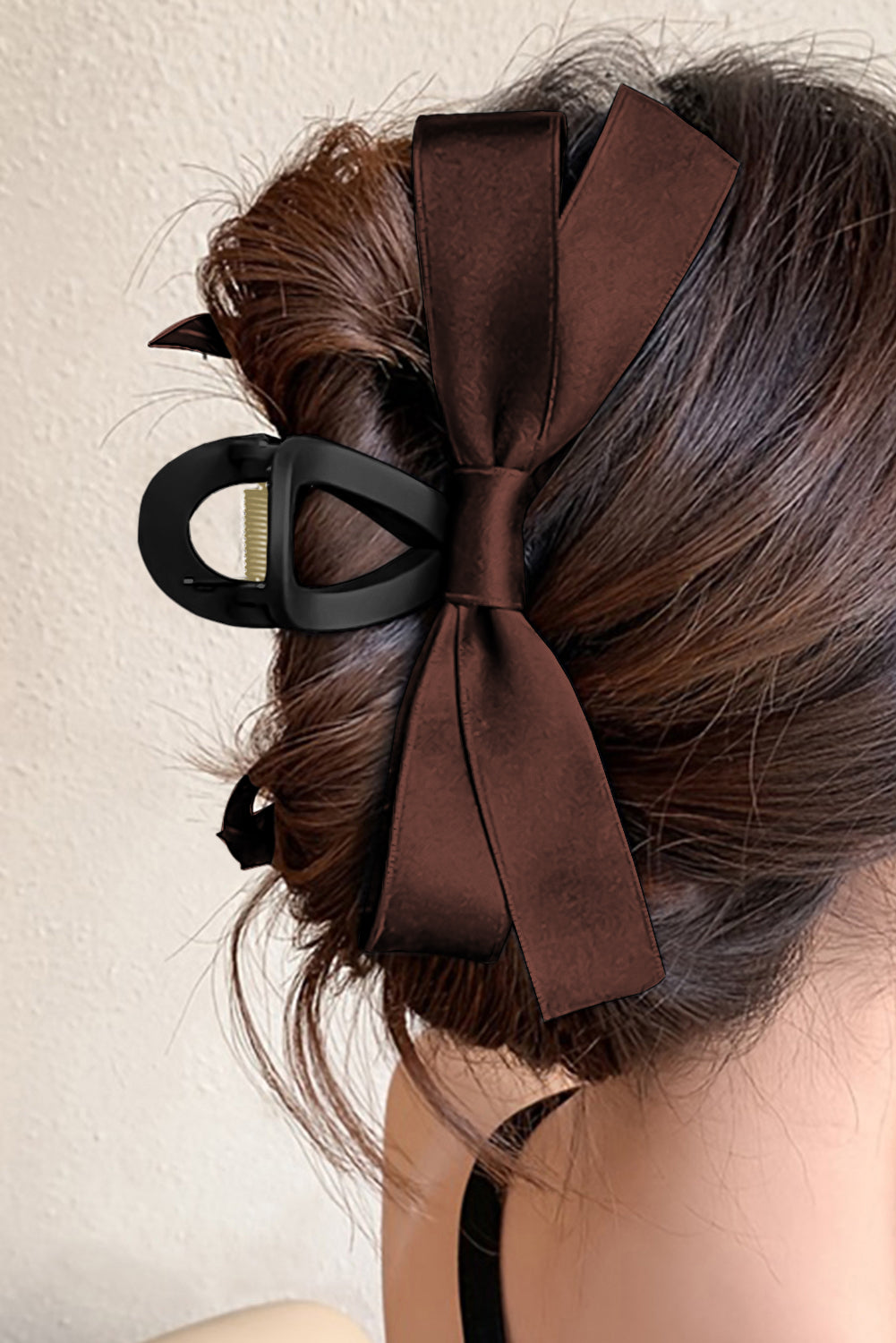 Solid Color Ribbon Bow Decor Hair Clip